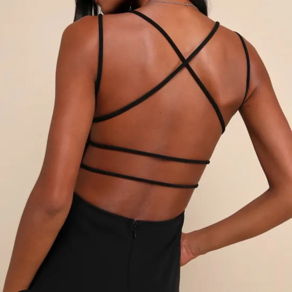 Lulus All this Allure Black Strappy Backless Mermaid Maxi Dress - Picture 2 of 4